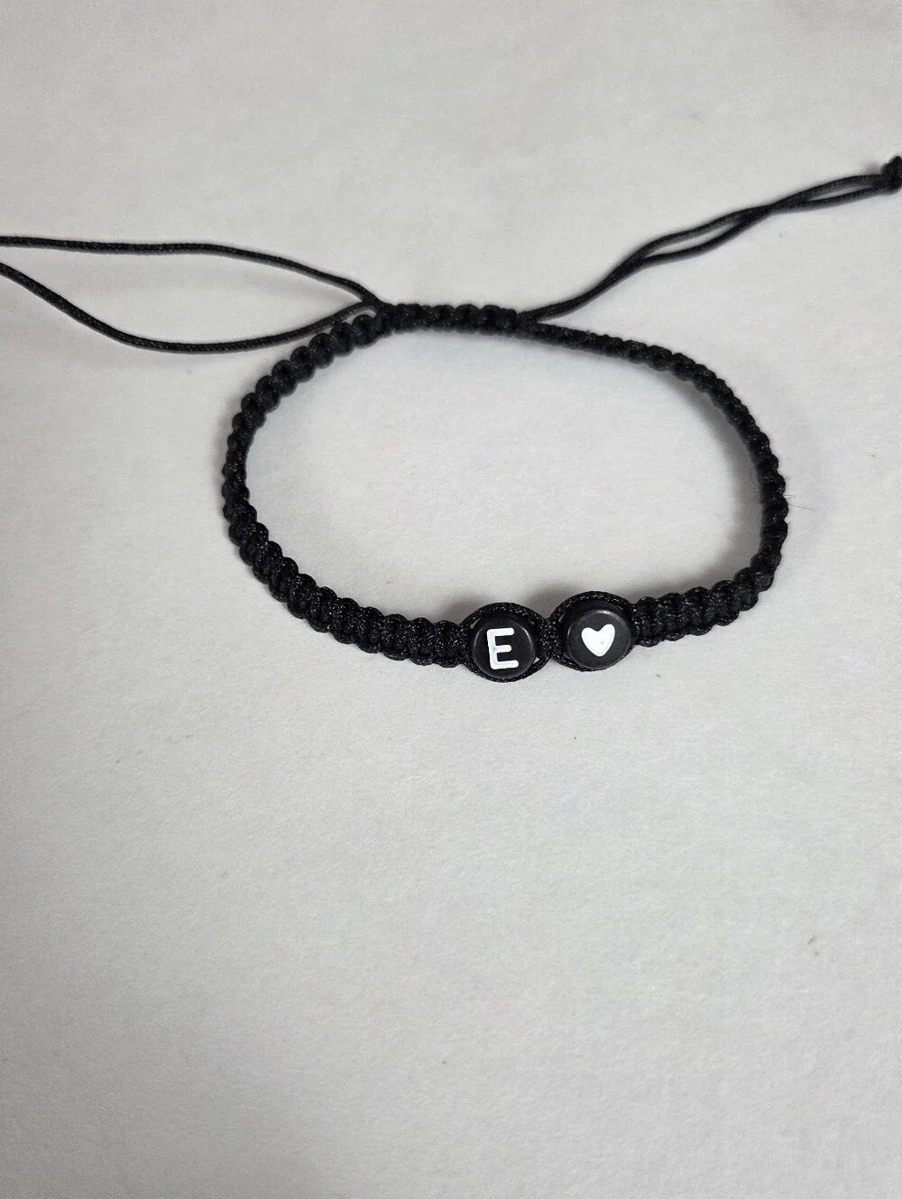 🔥4/$20 E Initial Letter Kids Bracelet NEW Black & White -One Size -Braided